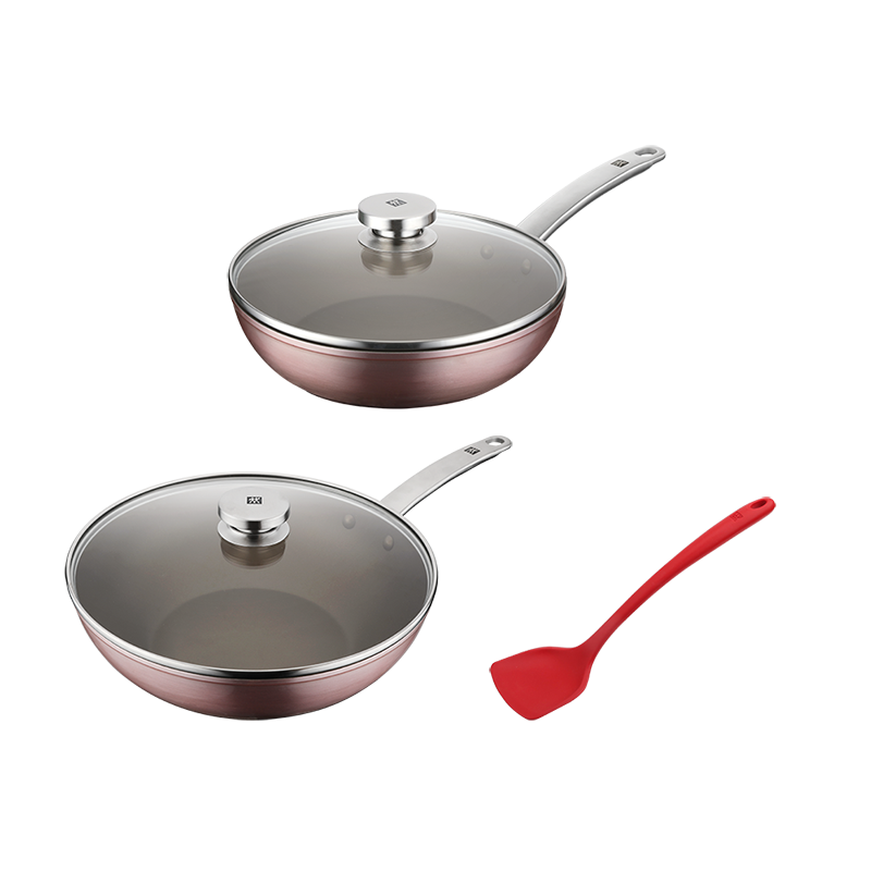 双立人 ZW-EY106 ZWILLING Enjoy 中式煎炒锅三件套（粉色） 单位：套 粉色